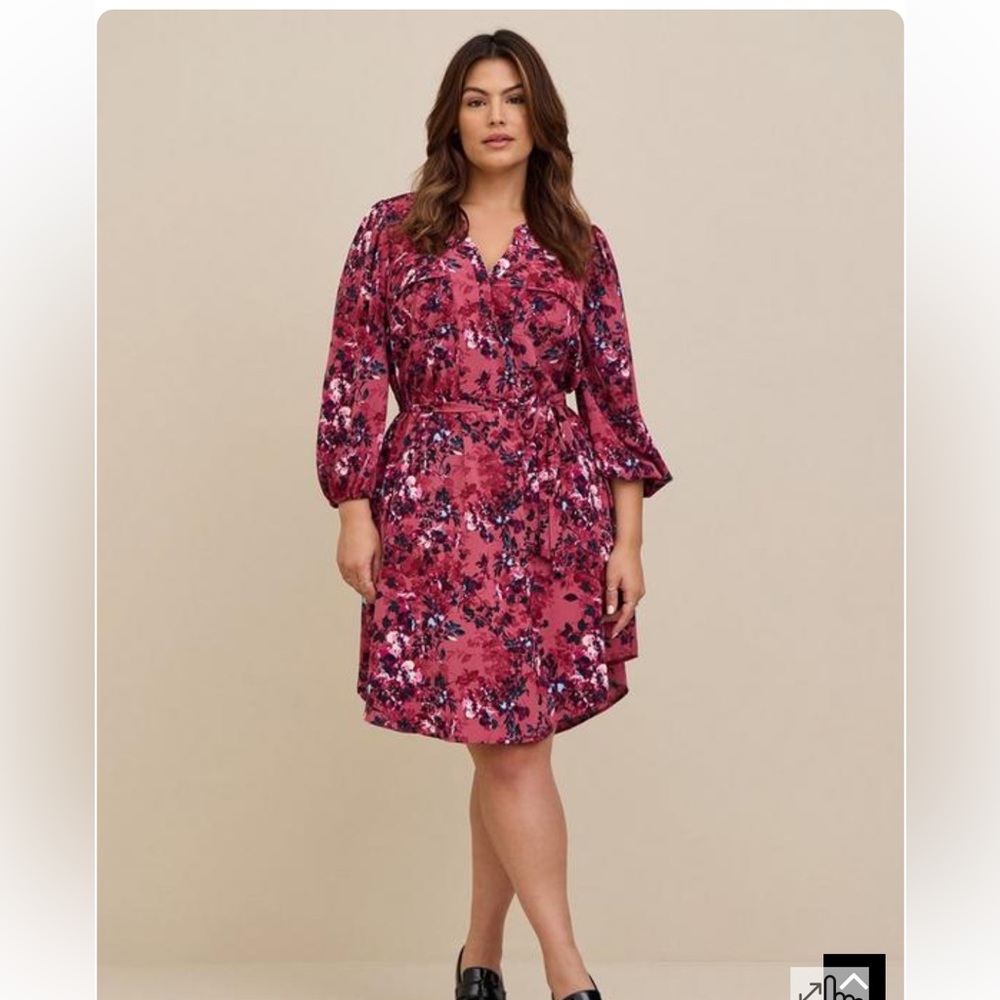 Torrid Mini Studio Crepe de Chine Shirt Dress, Size 1